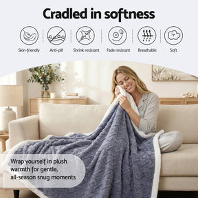 Giselle 152x203cm Throw Blanket Double - Sided Fleece Lightweight For Sofa Couch Bed Queen - SportZone.co.nz