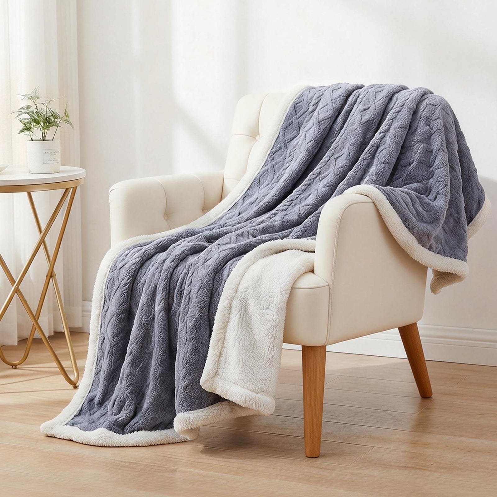 Giselle 152x203cm Throw Blanket Double - Sided Fleece Lightweight For Sofa Couch Bed Queen - SportZone.co.nz