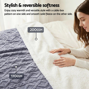 Giselle 152x203cm Throw Blanket Double - Sided Fleece Lightweight For Sofa Couch Bed Queen - SportZone.co.nz
