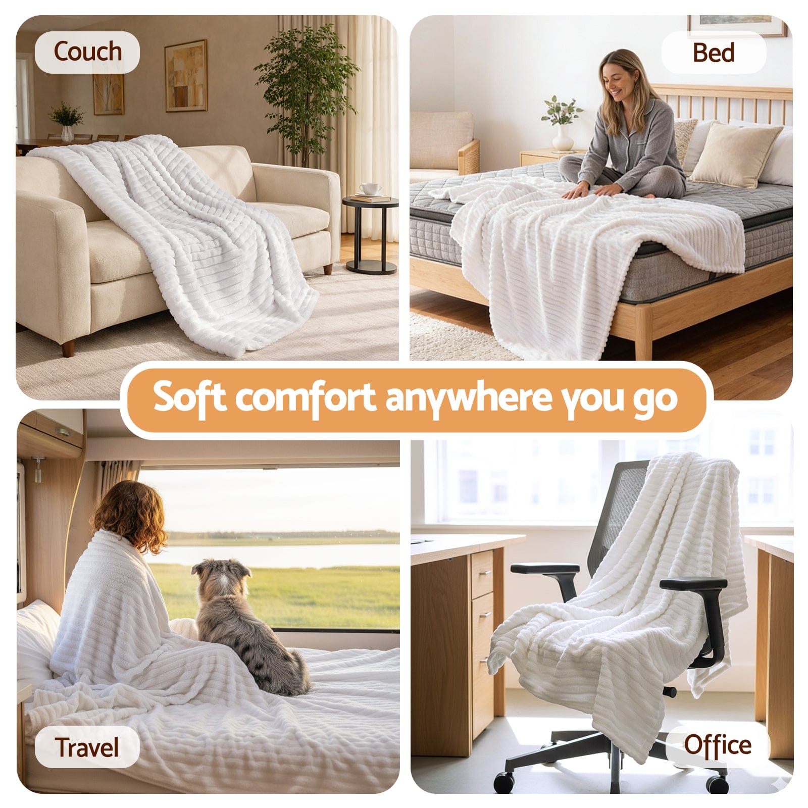 Giselle 152x203cm Throw Blanket Queen Fleece Lightweight Cozy Sofa Couch Bed Throw - SportZone.co.nz
