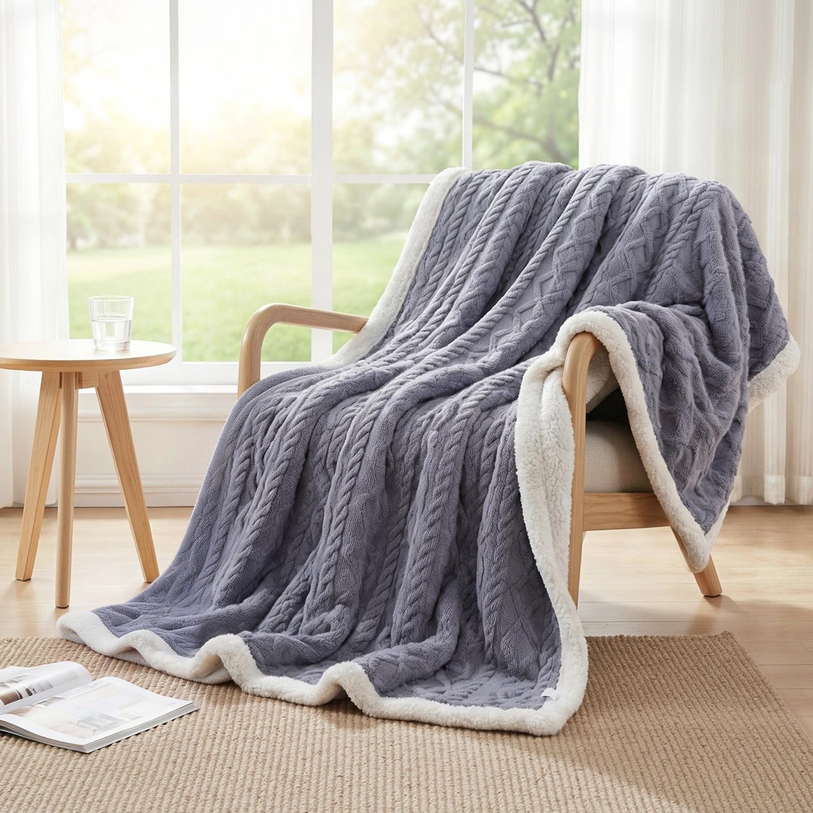 Giselle 203x230cm Throw Blanket Double - Sided Fleece Lightweight For Sofa Couch Bed - SportZone.co.nz