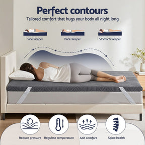 Giselle 8cm Memory Foam Mattress Topper Gel Dual Layer Foam Bamboo King - SportZone.co.nz