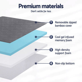 Giselle 8cm Memory Foam Mattress Topper Gel Dual Layer Foam Bamboo King - SportZone.co.nz