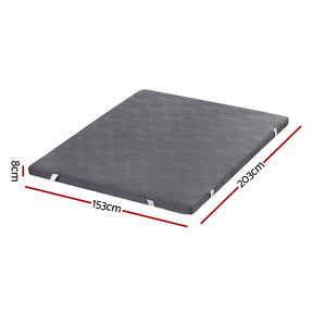 Giselle 8cm Memory Foam Mattress Topper Gel Dual Layer Foam Bamboo Queen - SportZone.co.nz