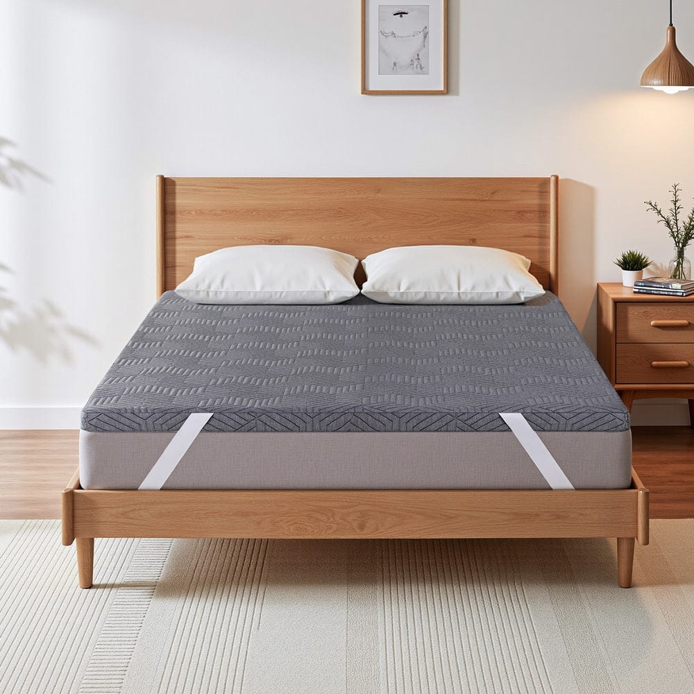 Giselle 8cm Memory Foam Mattress Topper Gel Dual Layer Foam Bamboo Queen - SportZone.co.nz