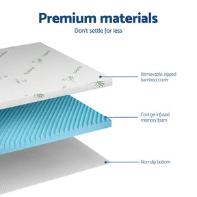 Giselle 8cm Memory Foam Mattress Topper Gel Egg Crate Foam Bamboo Double - SportZone.co.nz
