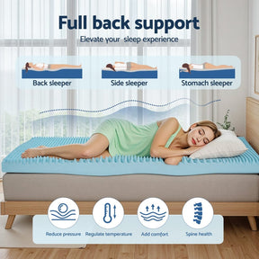 Giselle 8cm Memory Foam Mattress Topper Gel Egg Crate Foam Bamboo Double - SportZone.co.nz