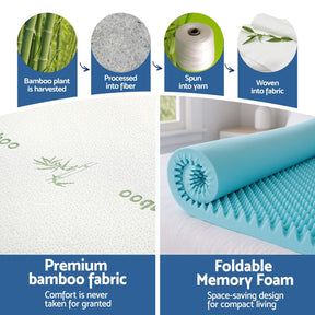 Giselle 8cm Memory Foam Mattress Topper Gel Egg Crate Foam Bamboo Double - SportZone.co.nz