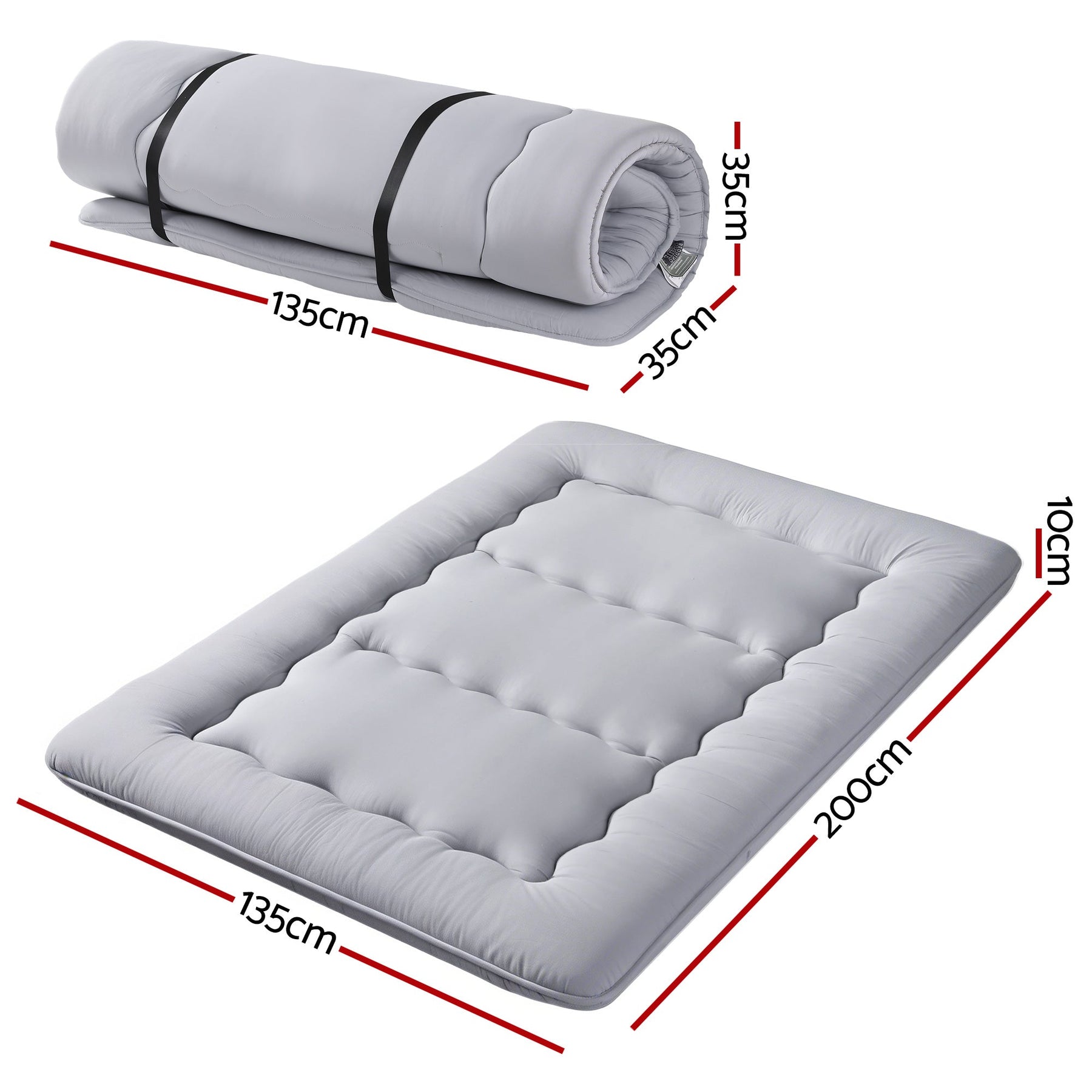 Giselle Bedding 10cm Japanese Floor Mattress Foldable Futon Mattress Washable Cover Straps - SportZone.co.nz