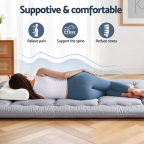 Giselle Bedding 10cm Japanese Floor Mattress Foldable Futon Mattress Washable Cover Straps - SportZone.co.nz