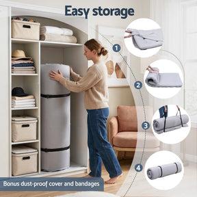 Giselle Bedding 10cm Japanese Floor Mattress Foldable Futon Mattress Washable Cover Straps - SportZone.co.nz