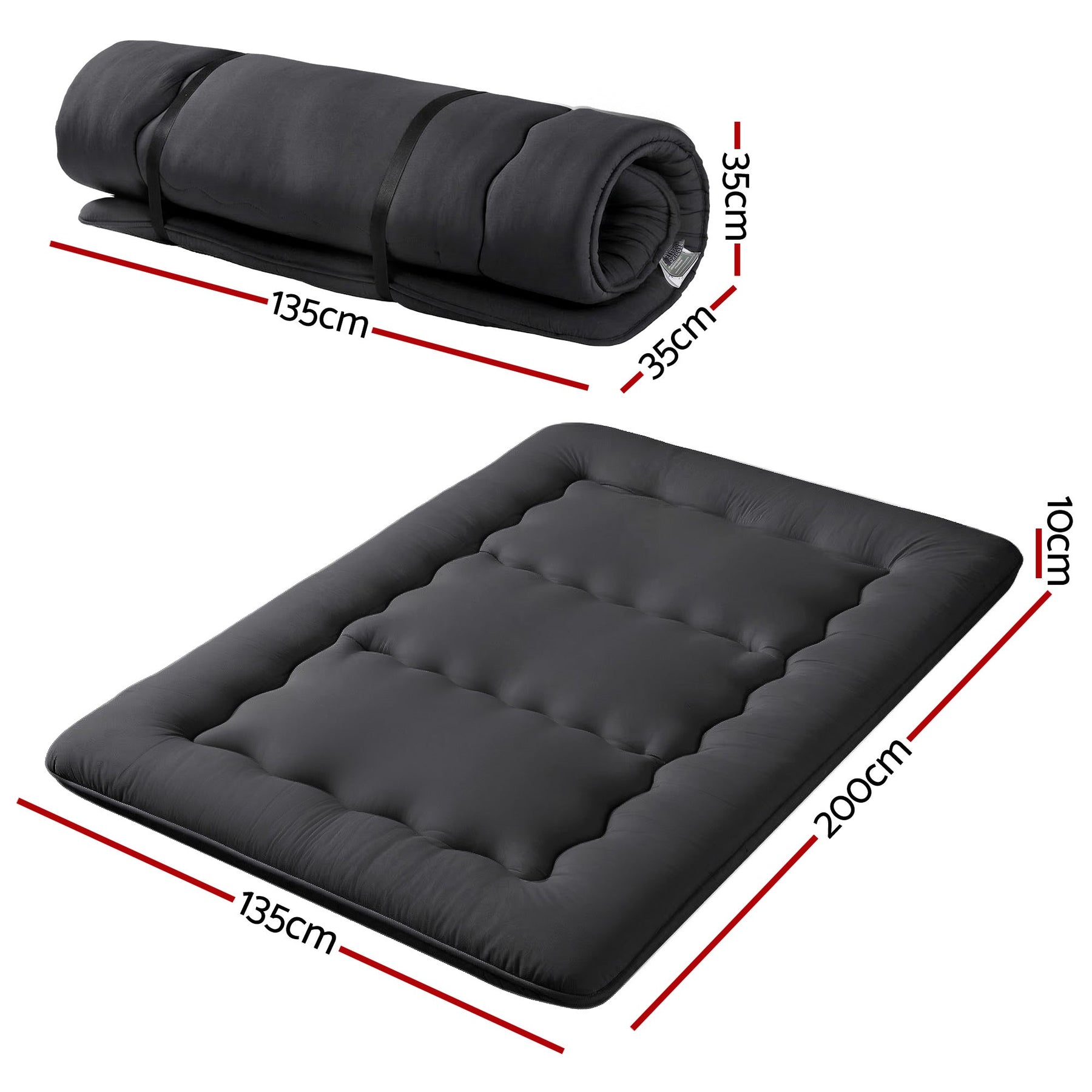 Giselle Bedding 10cm Japanese Floor Mattress Foldable Futon Mattress Washable Cover Straps - SportZone.co.nz