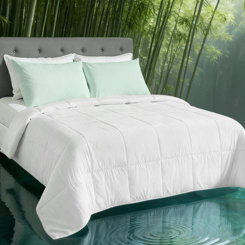 Giselle Bedding 200GSM Bamboo Quilt Summer Quilts All Season Doona Duvet Lightweight Super King - SportZone.co.nz