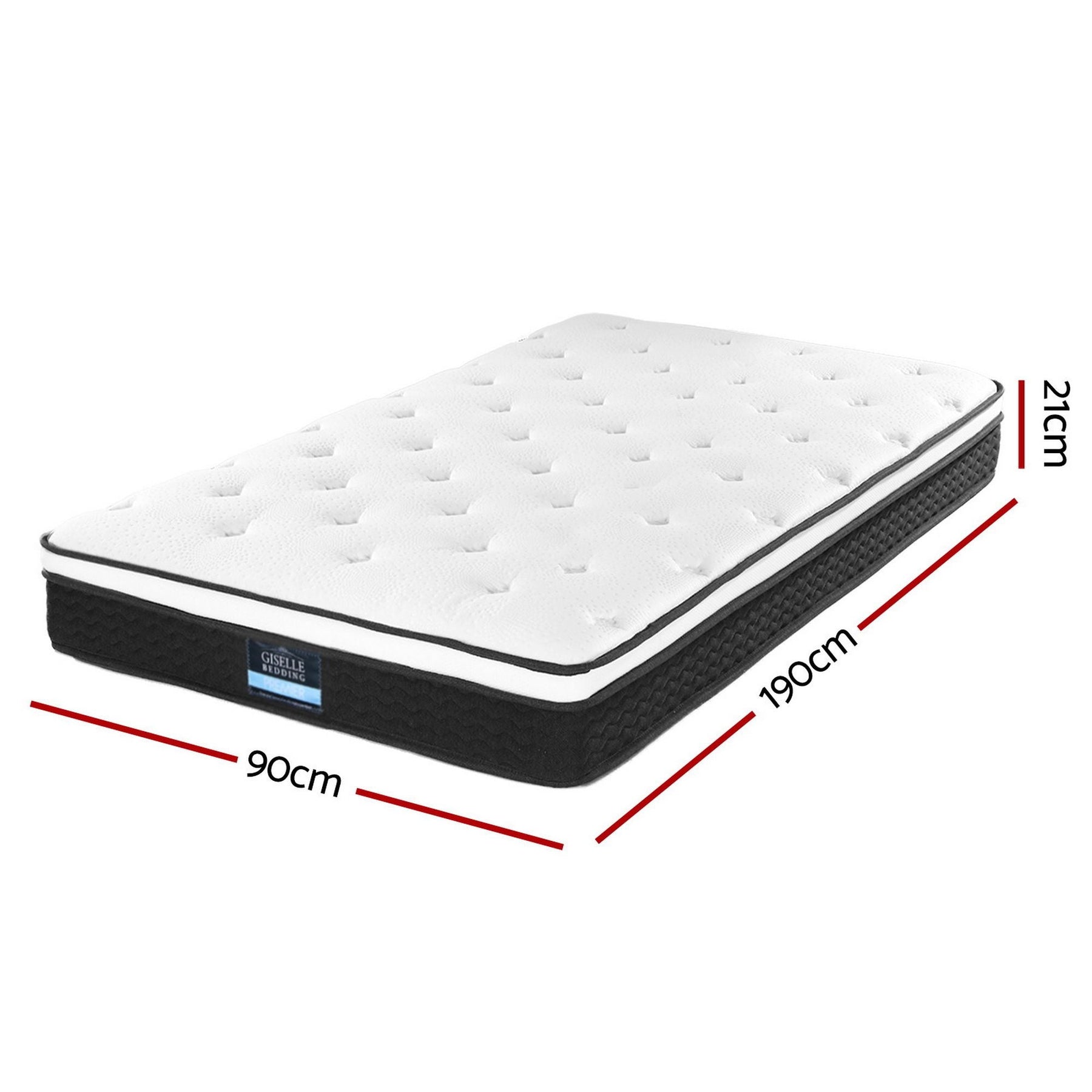 Giselle Bedding 21cm Mattress Euro Top Single - SportZone.co.nz