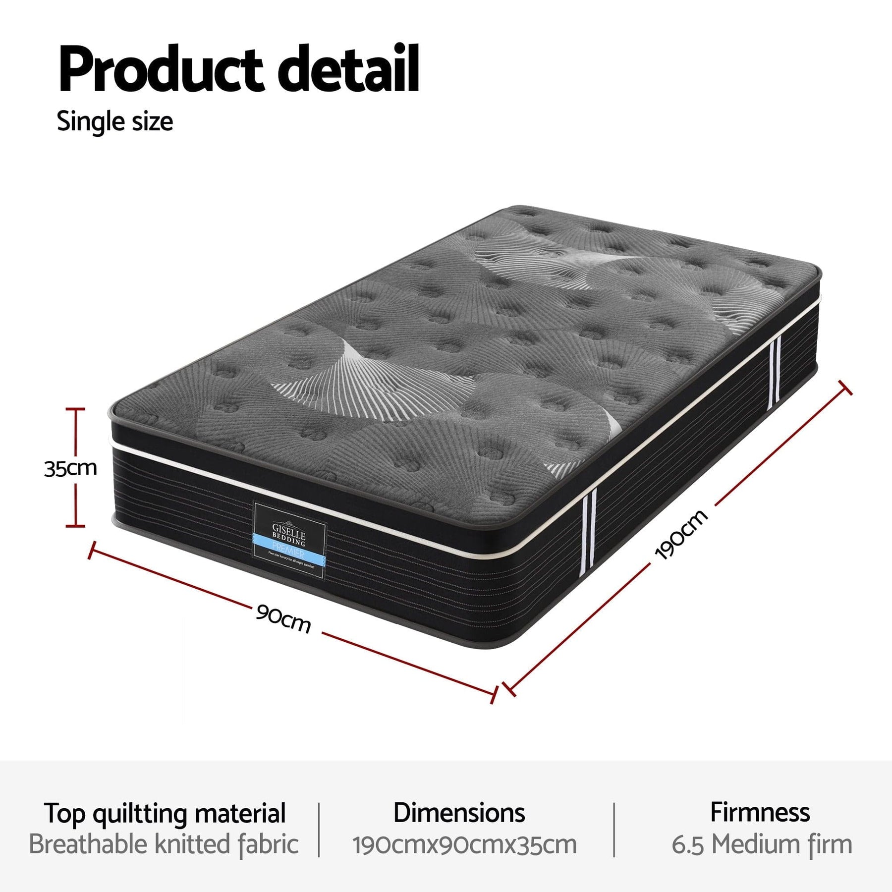 Giselle Bedding 35cm Mattress Graphene Memory Foam Medium Firm Euro Top Mattresses Single - SportZone.co.nz
