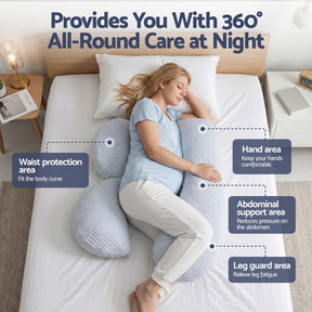 Giselle Bedding Cooling Adjustable Body Pillow | Full Length Sleeping Pillow Blue 37x87cm - SportZone.co.nz