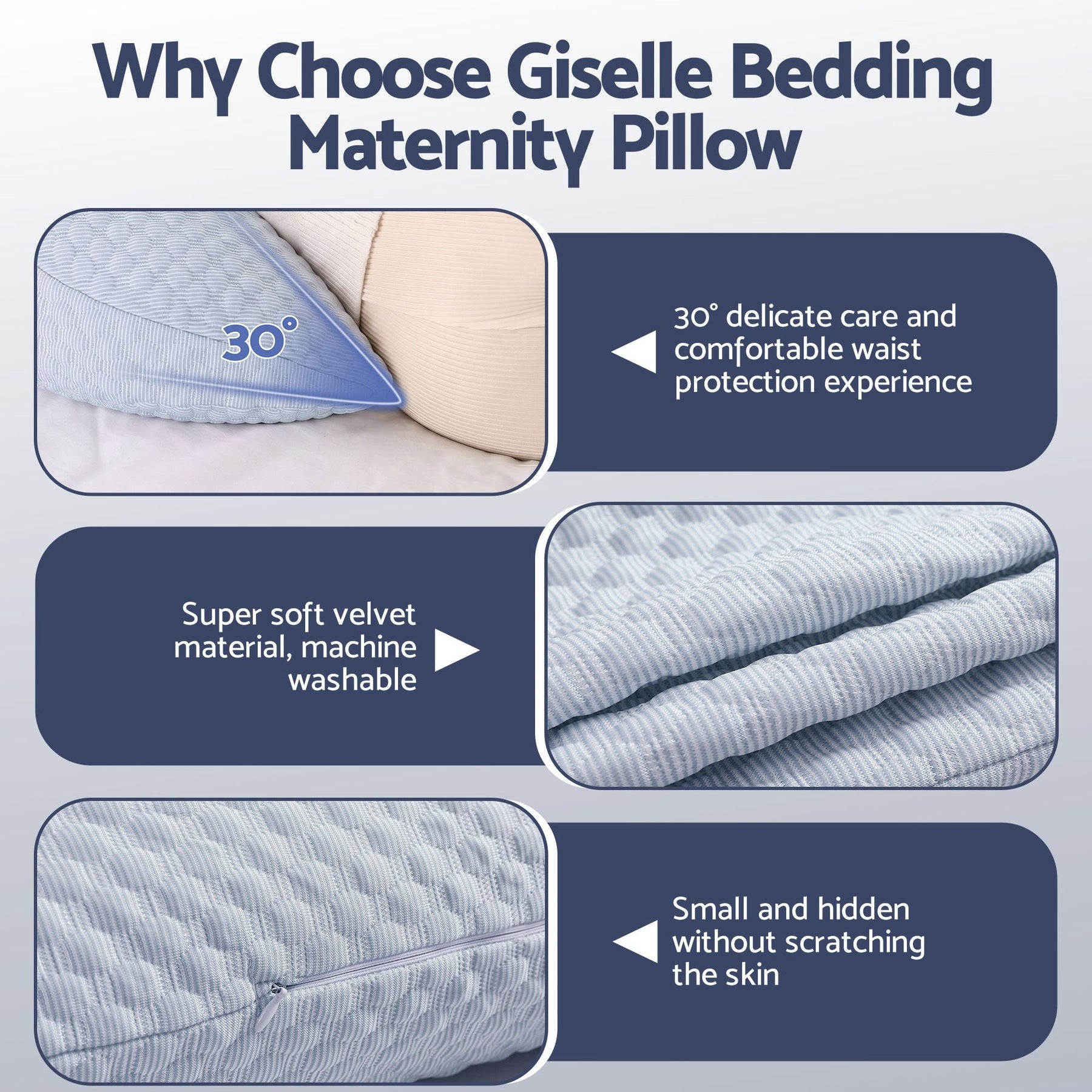 Giselle Bedding Cooling Adjustable Body Pillow | Full Length Sleeping Pillow Blue 37x87cm - SportZone.co.nz