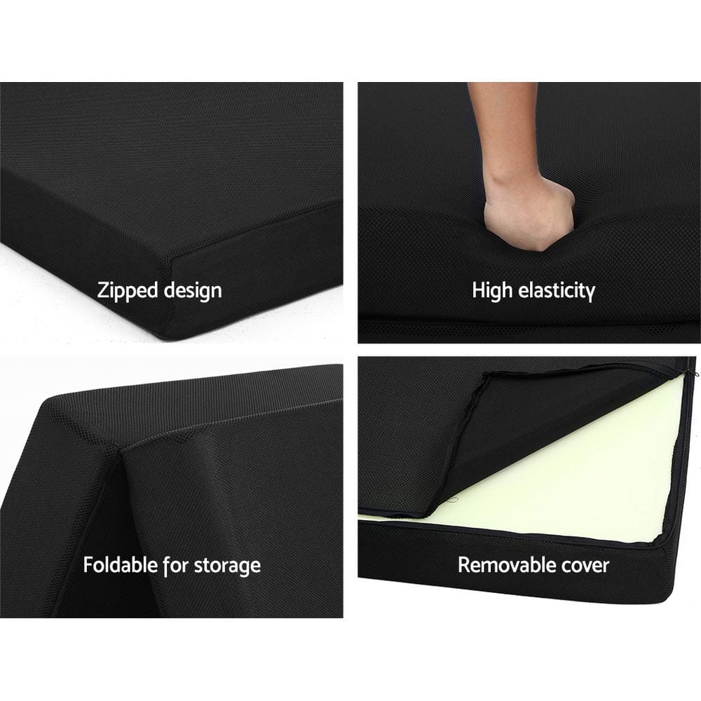 Giselle Bedding Foldable Mattress Folding Foam Bed Mat Black - SportZone.co.nz