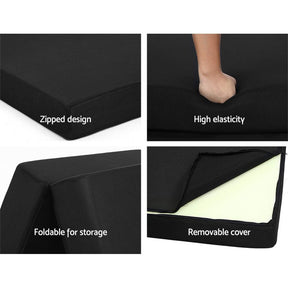 Giselle Bedding Foldable Mattress Folding Foam Bed Mat Black - SportZone.co.nz