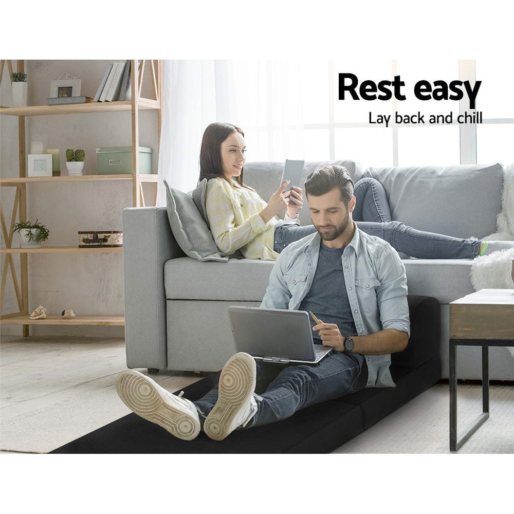 Giselle Bedding Foldable Mattress Folding Foam Bed Mat Black - SportZone.co.nz