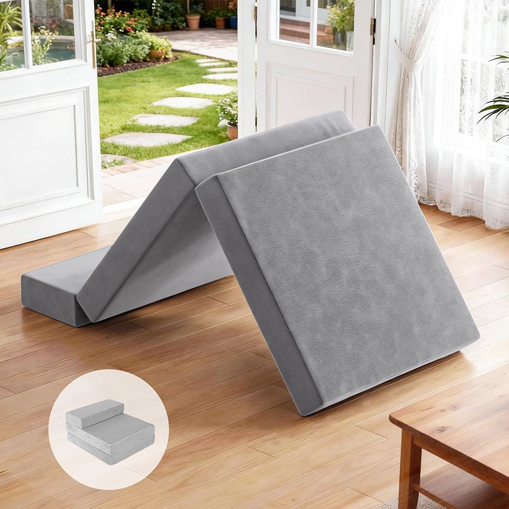 Giselle Bedding Foldable Mattress Folding Foam Bed Mat Light Grey - SportZone.co.nz