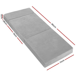 Giselle Bedding Foldable Mattress Folding Foam Bed Mat Light Grey - SportZone.co.nz