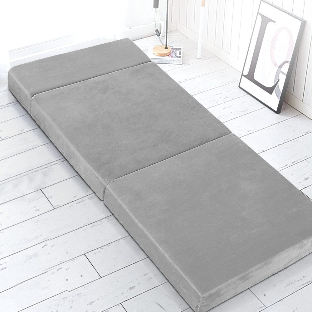 Giselle Bedding Foldable Mattress Folding Foam Bed Mat Light Grey - SportZone.co.nz