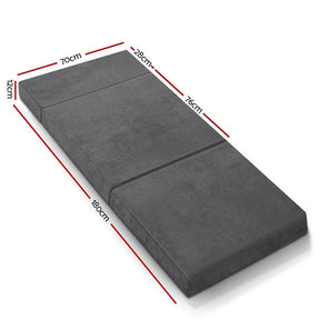 Giselle Bedding Foldable Mattress Folding Foam Bed Mat Single Grey - SportZone.co.nz