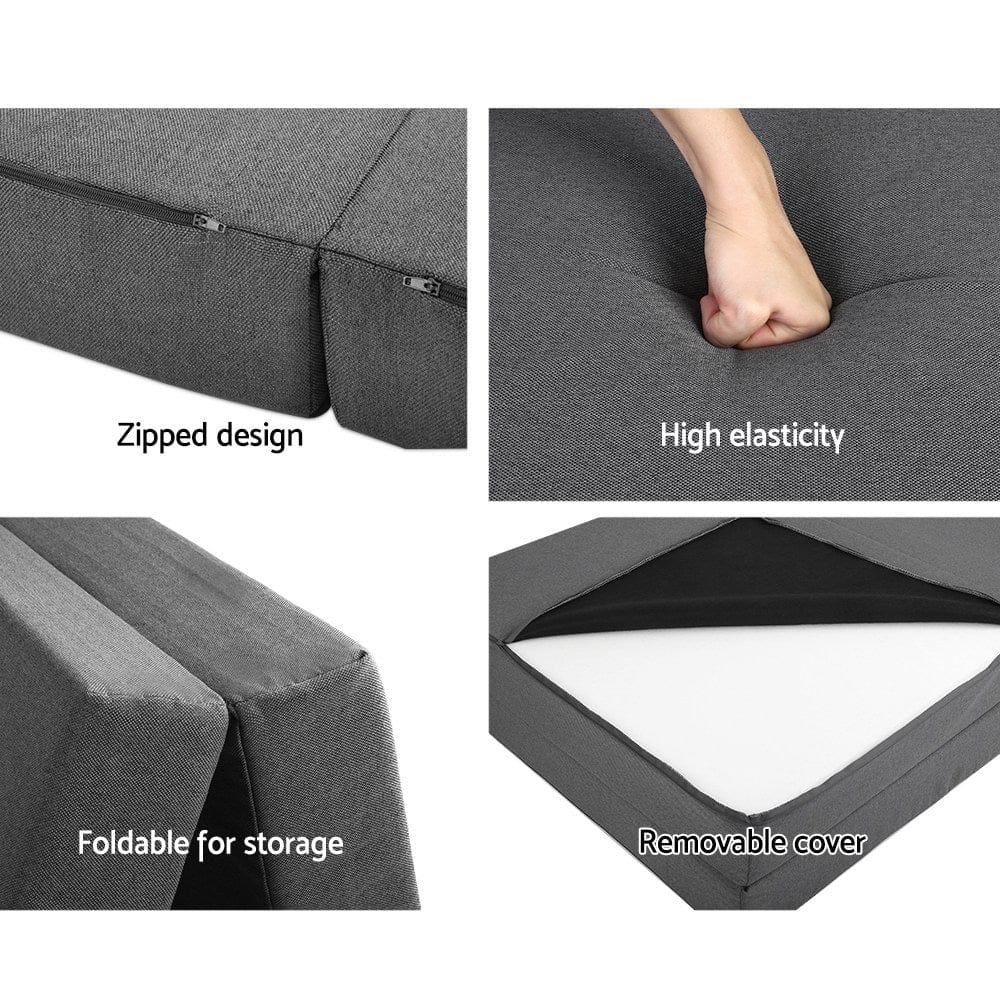 Giselle Bedding Foldable Mattress Folding Foam Bed Single Grey - SportZone.co.nz