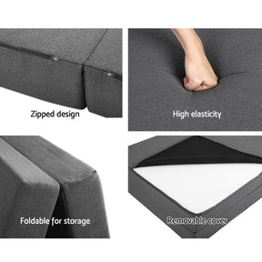 Giselle Bedding Foldable Mattress Folding Foam Bed Single Grey - SportZone.co.nz