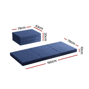 Giselle Bedding Foldable Mattress Folding Foam Single Blue - SportZone.co.nz