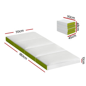 Giselle Bedding Foldable Mattress Folding Foam Single Green - SportZone.co.nz