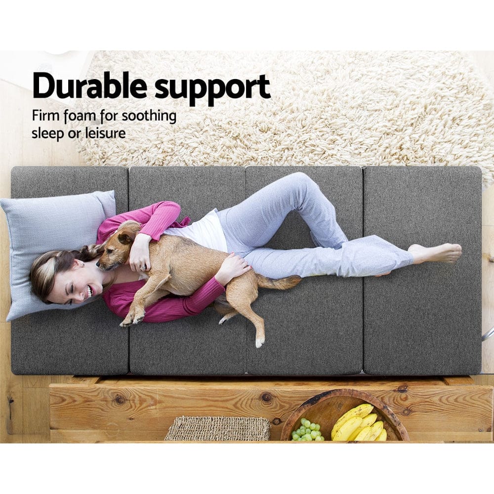 Giselle Bedding Foldable Mattress Folding Foam Single Grey - SportZone.co.nz