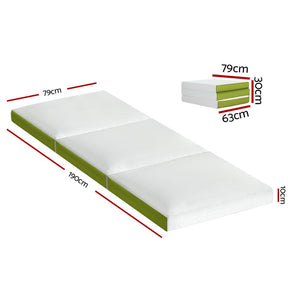 Giselle Bedding Foldable Mattress Folding Foam Trifold Green - SportZone.co.nz