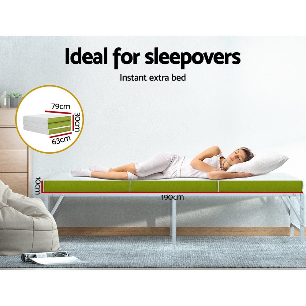 Giselle Bedding Foldable Mattress Folding Foam Trifold Green - SportZone.co.nz