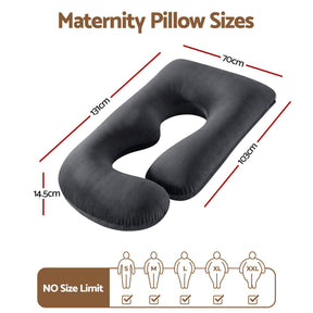 Giselle Bedding G-Shaped Pregnancy Pillow with Removable Cover Dark Grey - SportZone.co.nz