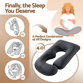 Giselle Bedding G-Shaped Pregnancy Pillow with Removable Cover Dark Grey - SportZone.co.nz