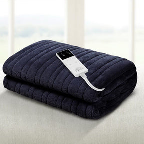 Giselle Bedding Heated Electric Throw Rug Fleece Sunggle Blanket Washable Charcoal - SportZone.co.nz
