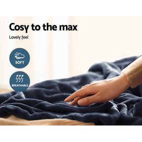 Giselle Bedding Heated Electric Throw Rug Fleece Sunggle Blanket Washable Charcoal - SportZone.co.nz