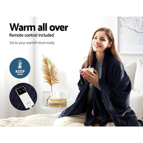 Giselle Bedding Heated Electric Throw Rug Fleece Sunggle Blanket Washable Charcoal - SportZone.co.nz