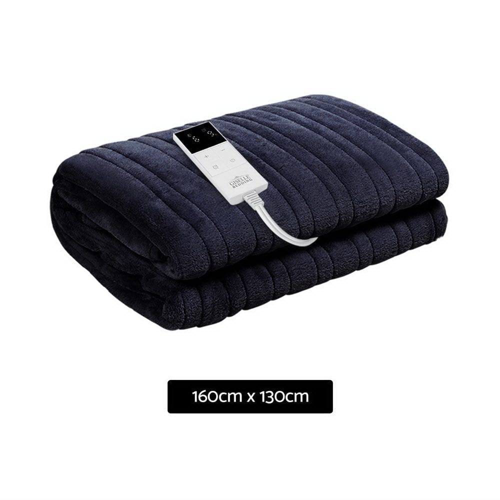 Giselle Bedding Heated Electric Throw Rug Fleece Sunggle Blanket Washable Charcoal - SportZone.co.nz