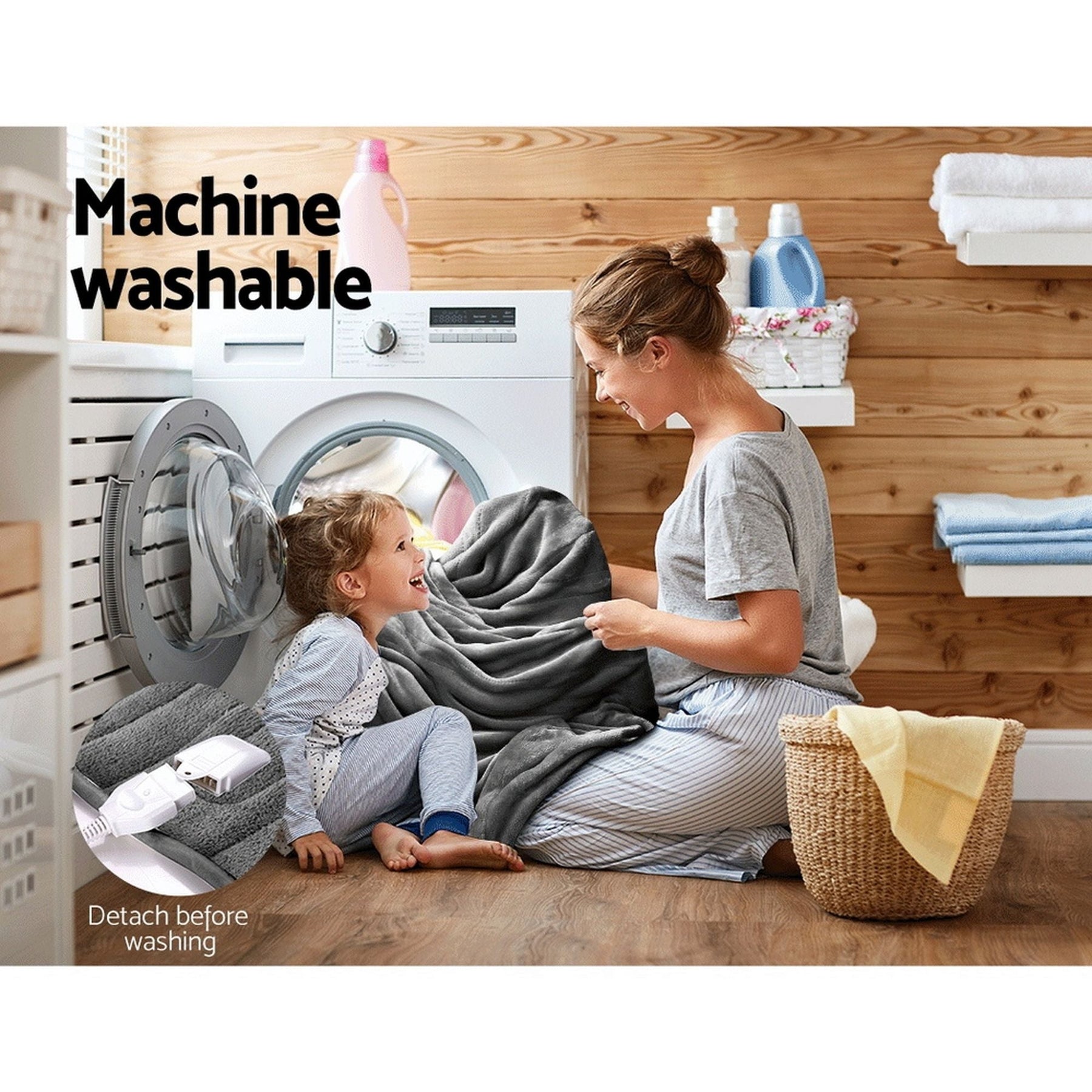 Giselle Bedding Heated Electric Throw Rug Fleece Sunggle Blanket Washable Silver - SportZone.co.nz
