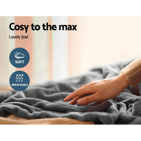 Giselle Bedding Heated Electric Throw Rug Fleece Sunggle Blanket Washable Silver - SportZone.co.nz