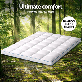 Giselle Bedding Mattress Topper Pillowtop Bamboo 10cm Queen - SportZone.co.nz