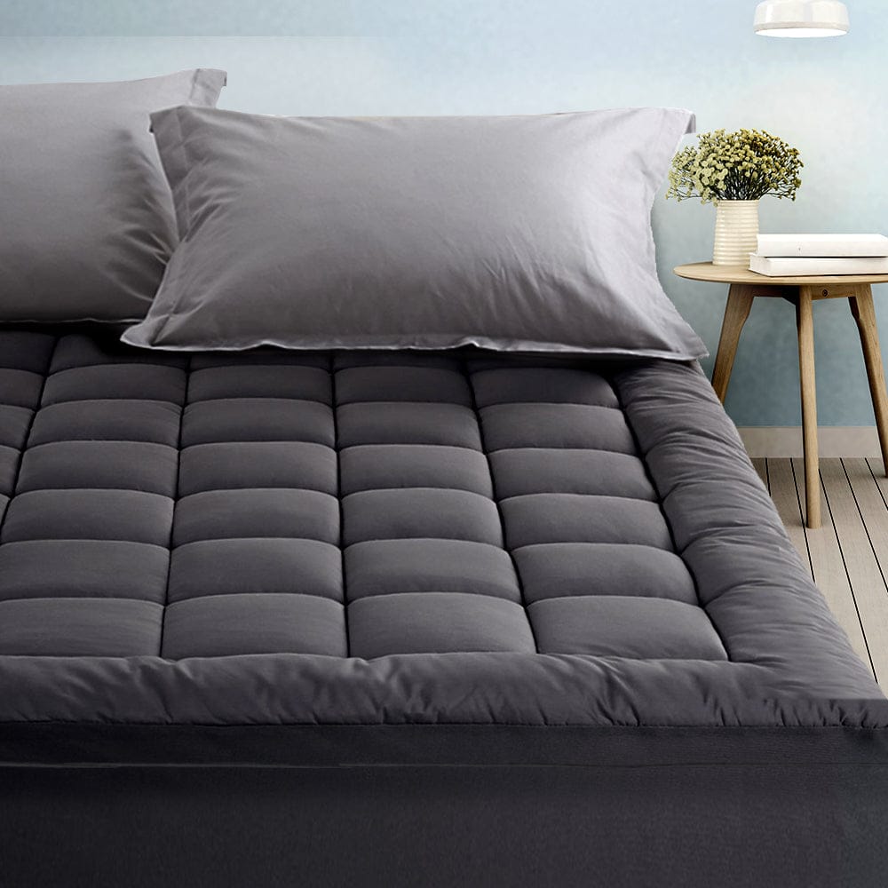 Giselle Bedding Mattress Topper Pillowtop Bamboo Charcoal Queen - SportZone.co.nz