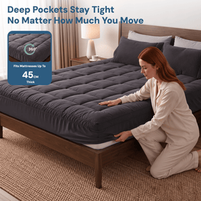 Giselle Bedding Mattress Topper Pillowtop Bamboo Charcoal Queen - SportZone.co.nz