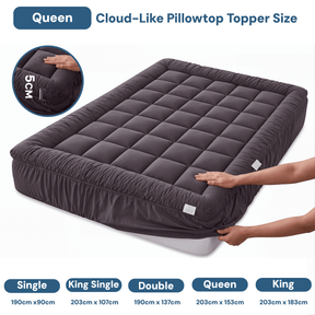 Giselle Bedding Mattress Topper Pillowtop Bamboo Charcoal Queen - SportZone.co.nz