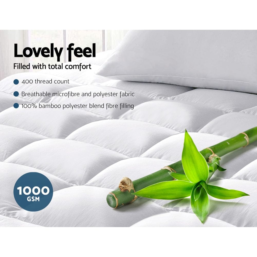 Giselle Bedding Mattress Topper Pillowtop Bamboo King Single - SportZone.co.nz