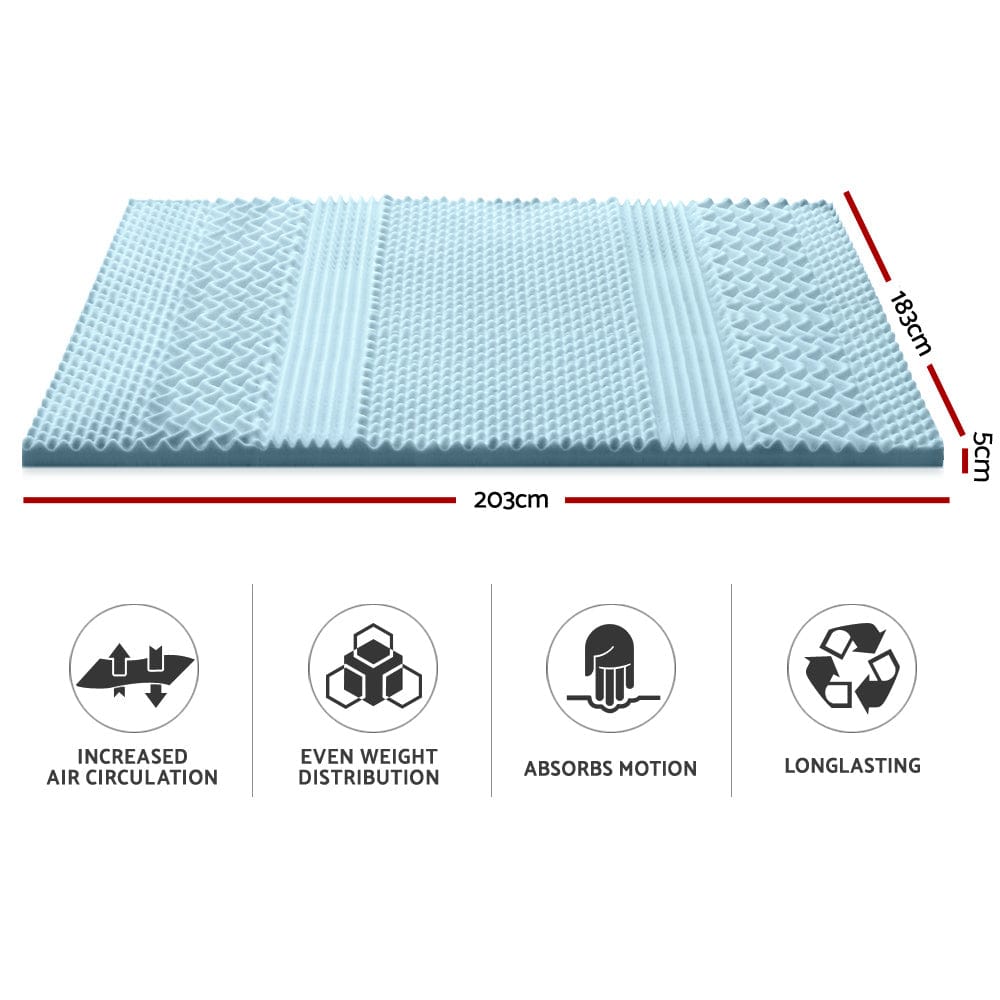 Giselle Bedding Memory Foam Mattress Topper 7 - Zone 5cm King - SportZone.co.nz