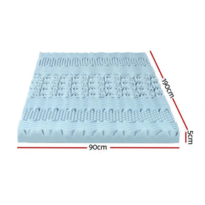 Giselle Bedding Memory Foam Mattress Topper 7-Zone 5cm Single - SportZone.co.nz